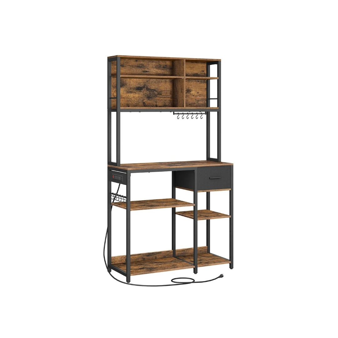 Baker’s Rack with Charging Station and Storage Shelves, Kitchen Rack