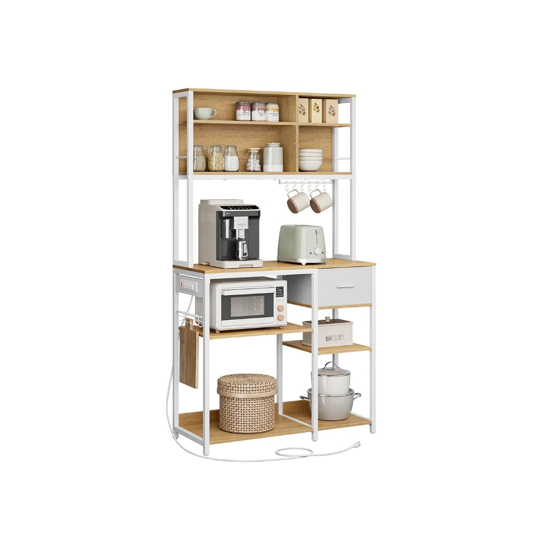 Baker’s Rack with Charging Station and Storage Shelves, Kitchen Rack