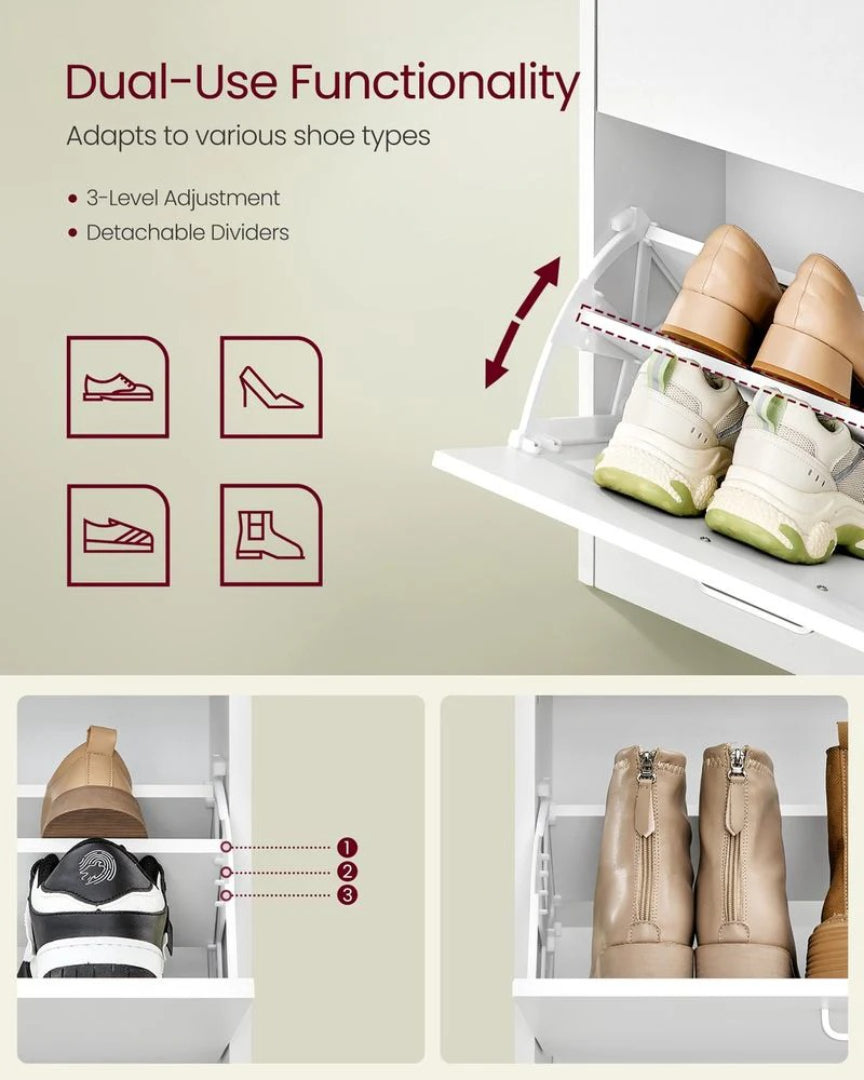 Shoe Cabinet With 4 Flip Doors, Slim Storage Organizer