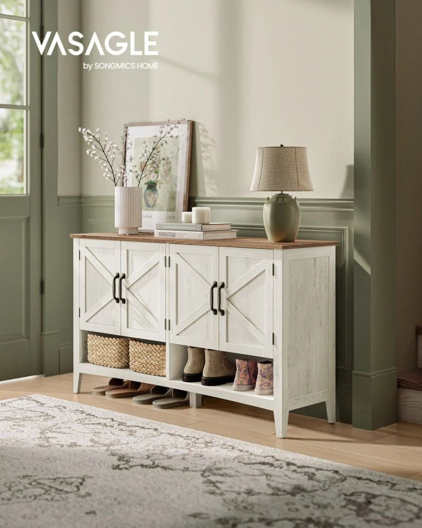 3 Tier Shoe Cabinet With Adjustable Shelf, Farmhouse Storage Unit