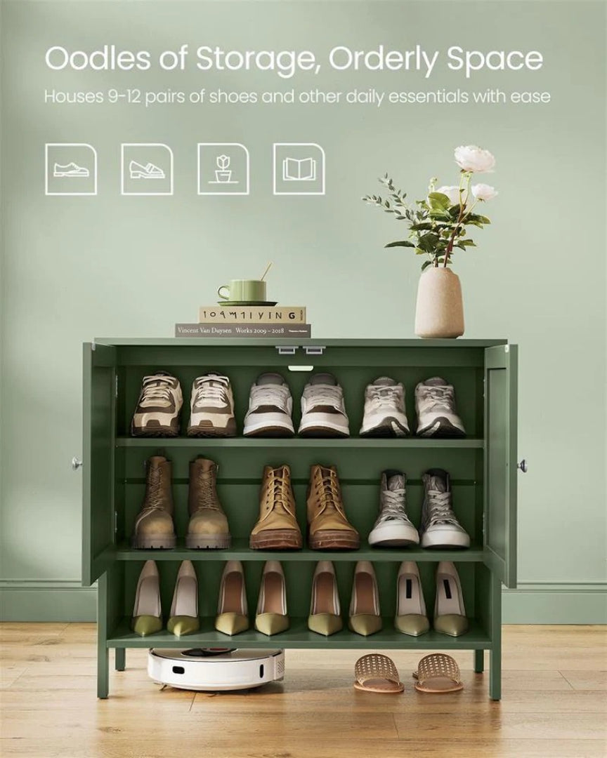 3-Tier Shoe Storage Cabinet with Adjustable Shelf, Entryway Organizer