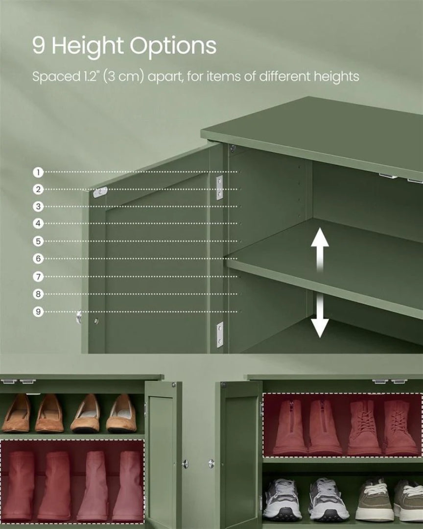 3-Tier Shoe Storage Cabinet with Adjustable Shelf, Entryway Organizer