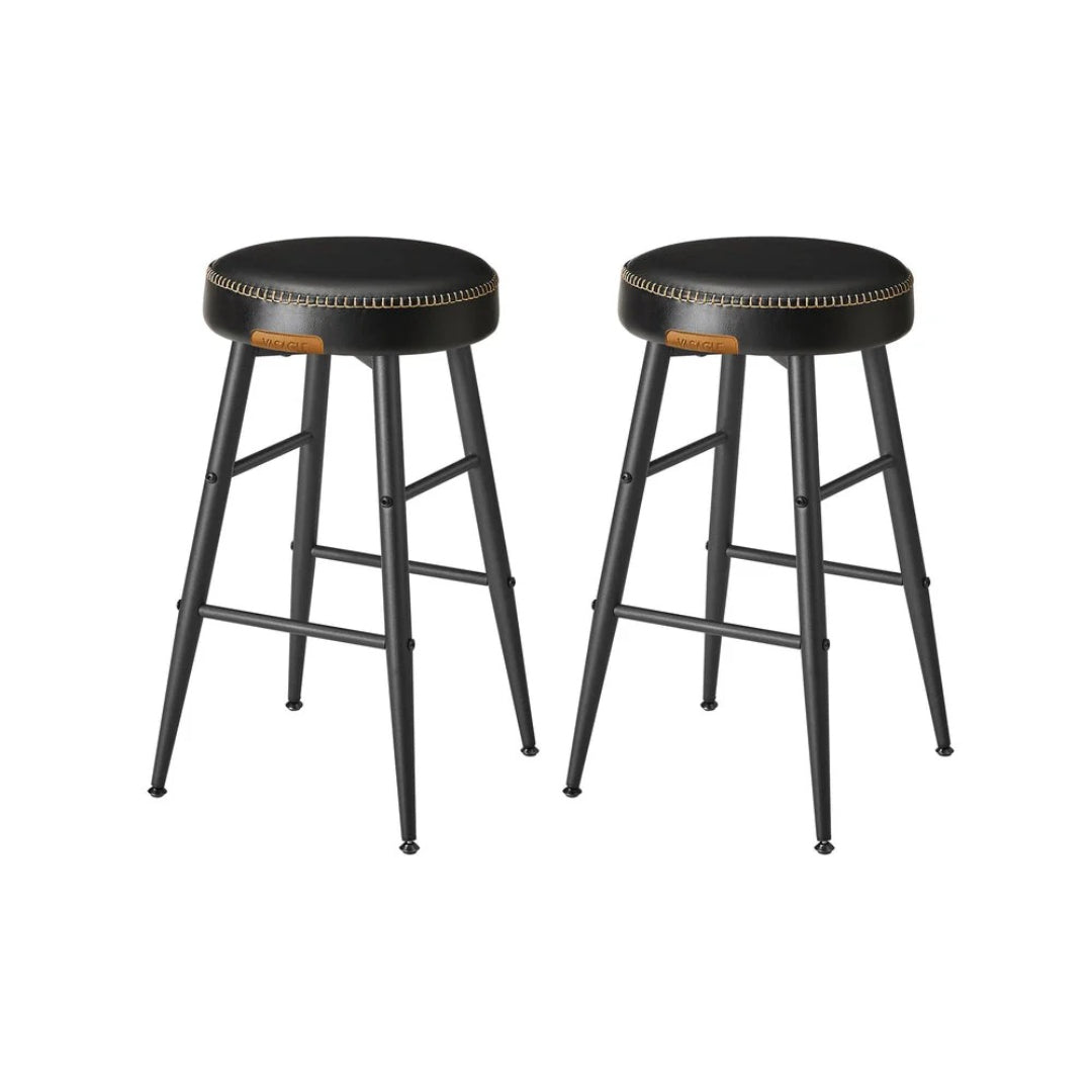 Counter Height Bar Stools Set of 2 with Upholstered Seats and Swivel Feet