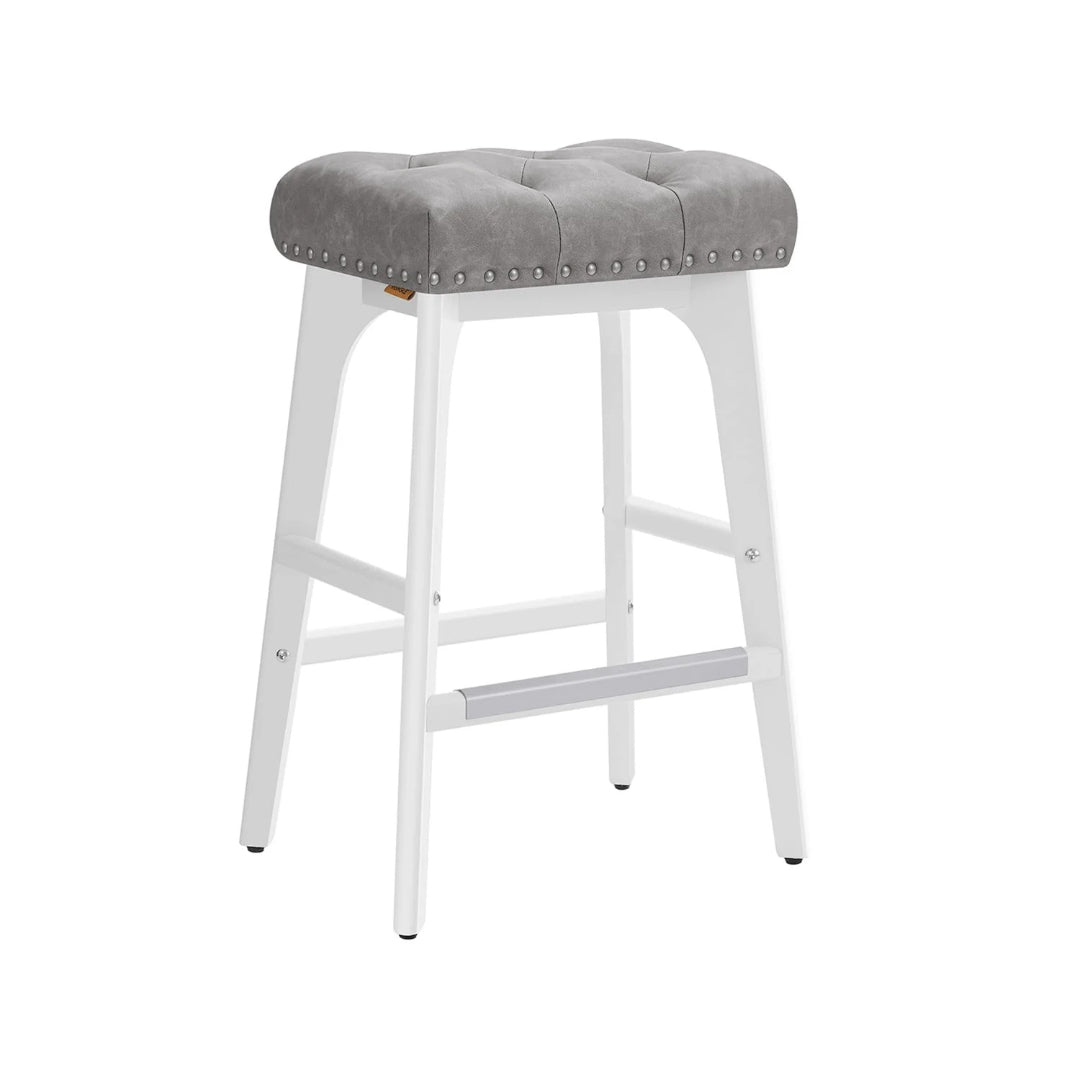 Counter Height Bar Stools Set of 2 with Tufted Upholstered Seats and Footrests