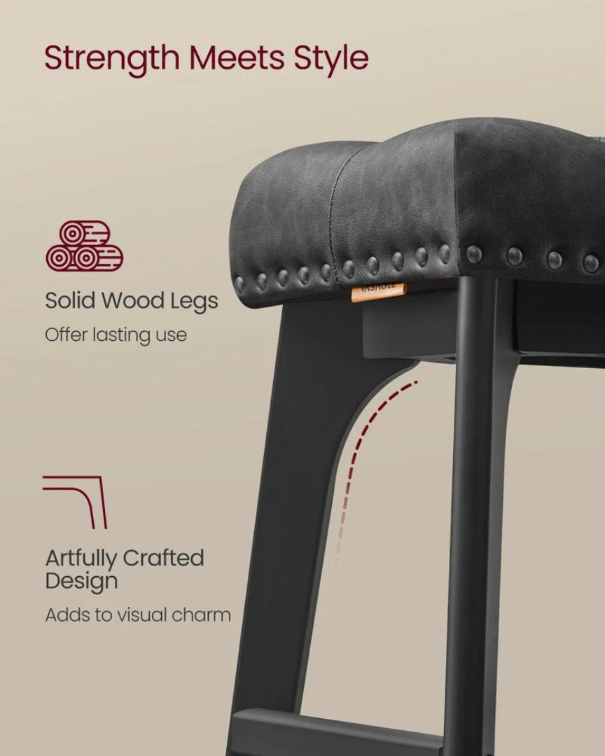 Counter Height Bar Stools Set of 2 with Tufted Upholstered Seats and Footrests