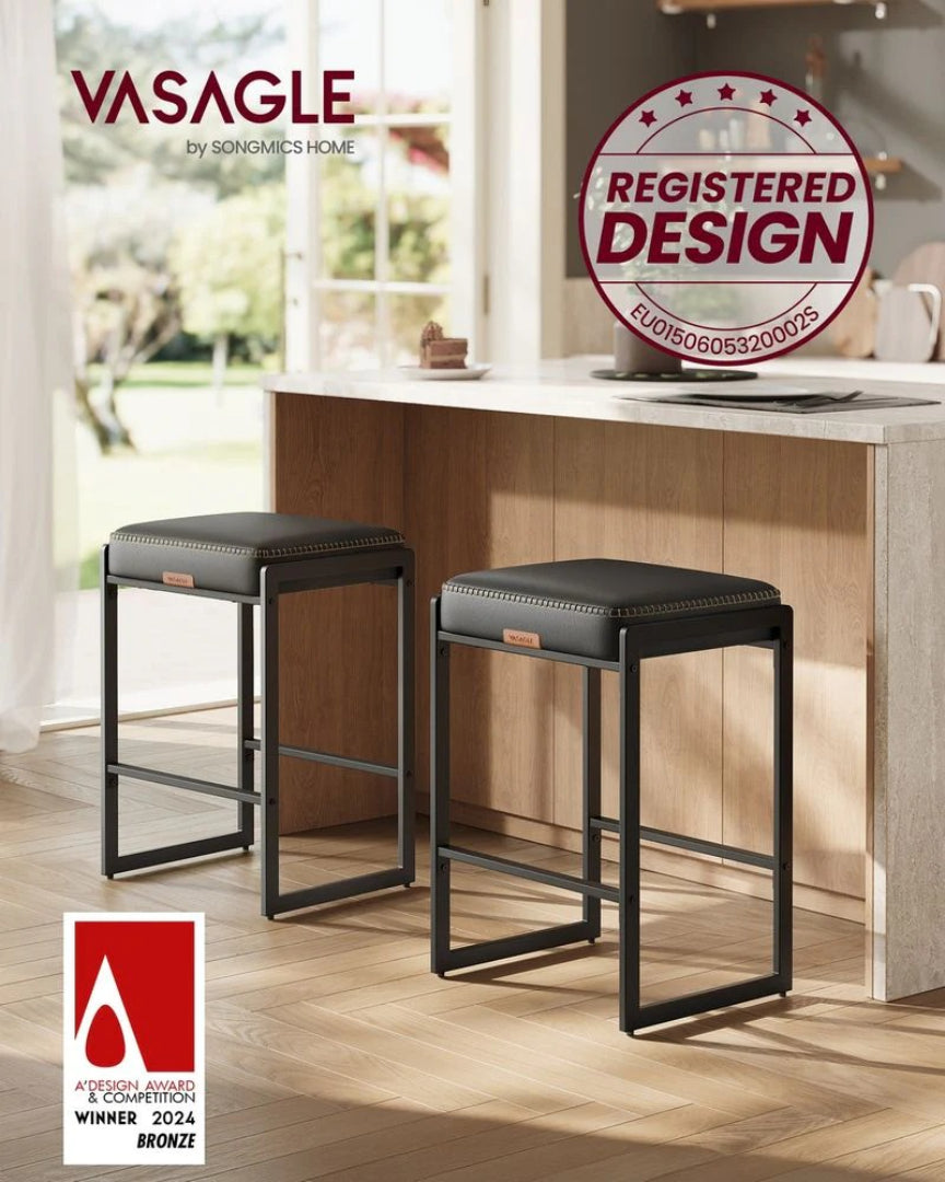 Counter Height Bar Stools with Back, Upholstered Kitchen Stools Set