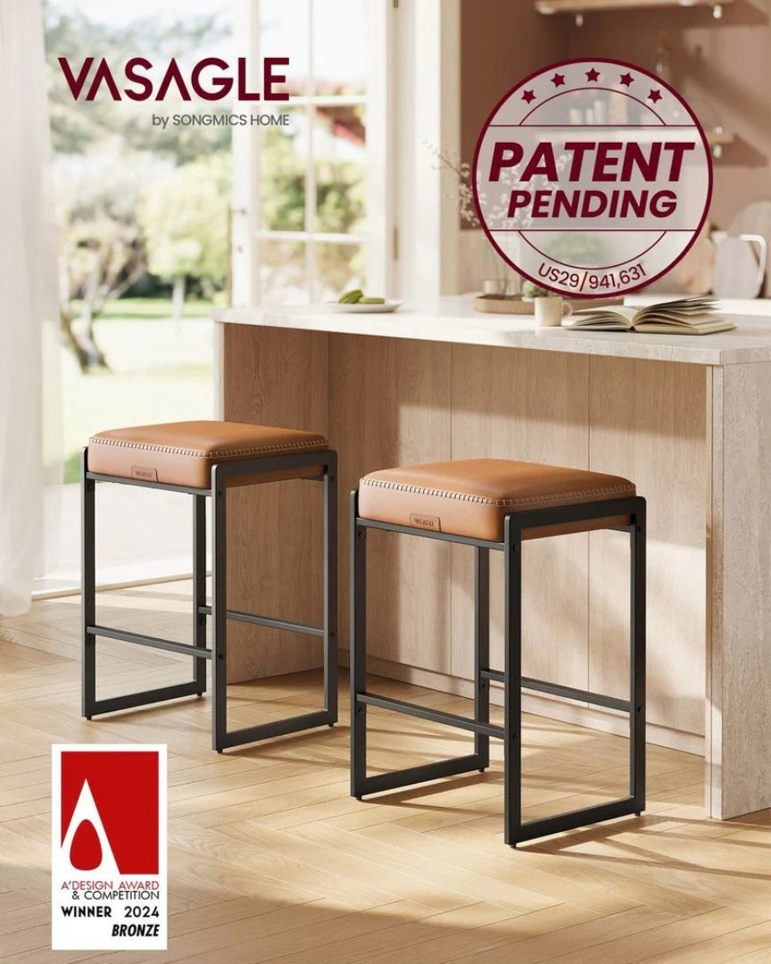 Counter Height Bar Stools with Back, Upholstered Kitchen Stools Set