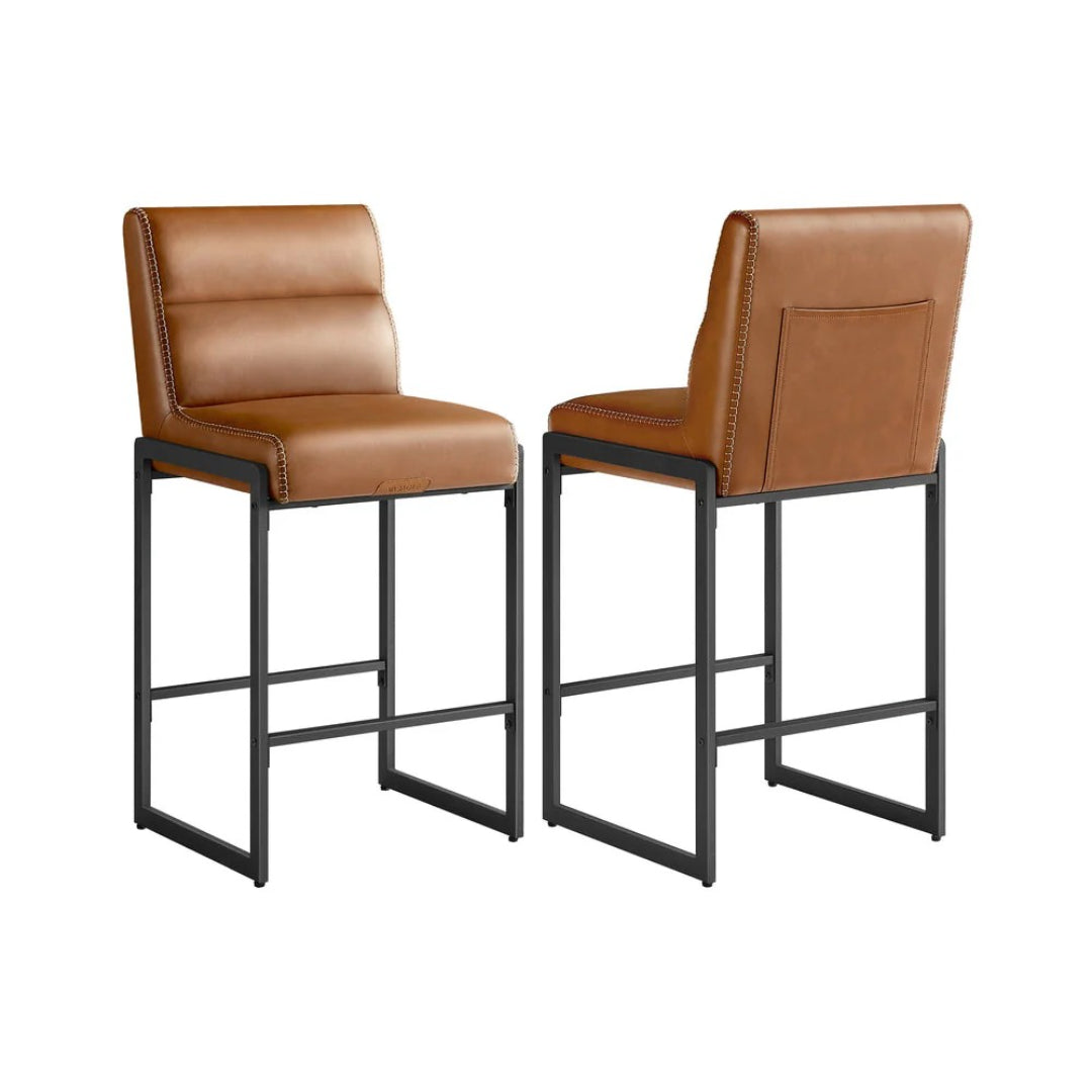 Counter Height Bar Stools Set of 2 with Back and Upholstered Seats