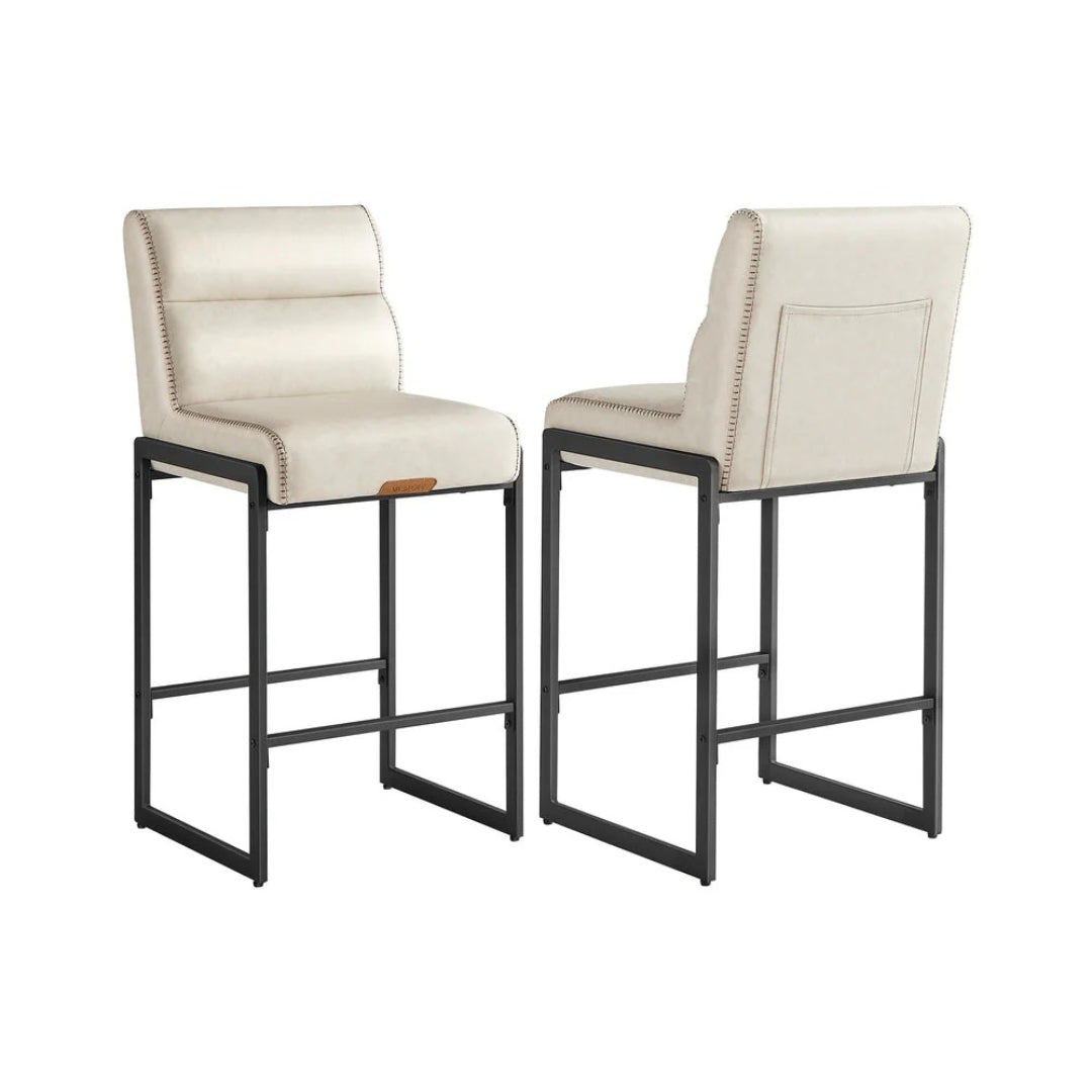 Counter Height Bar Stools Set of 2 with Back and Upholstered Seats