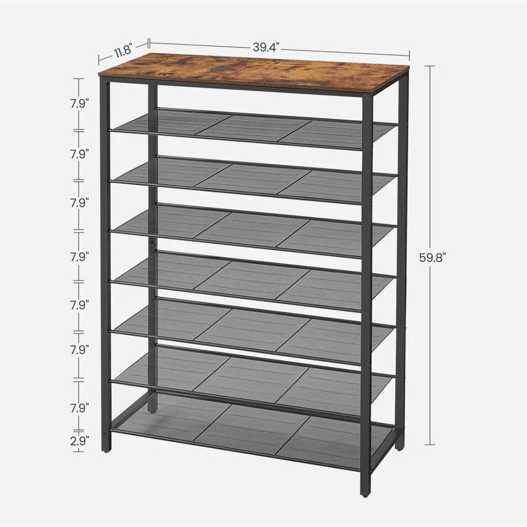 6/8 Tier Shoe Rack With Metal Shelves, 39.4 Inch Wide Organizer