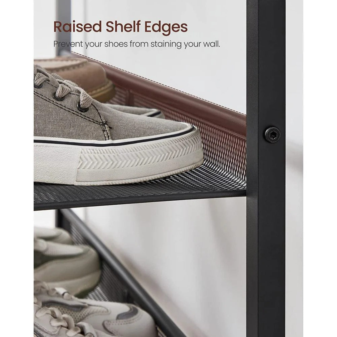 5 Tier Shoe Rack With Storage Shelves & Top Shelf Organizer