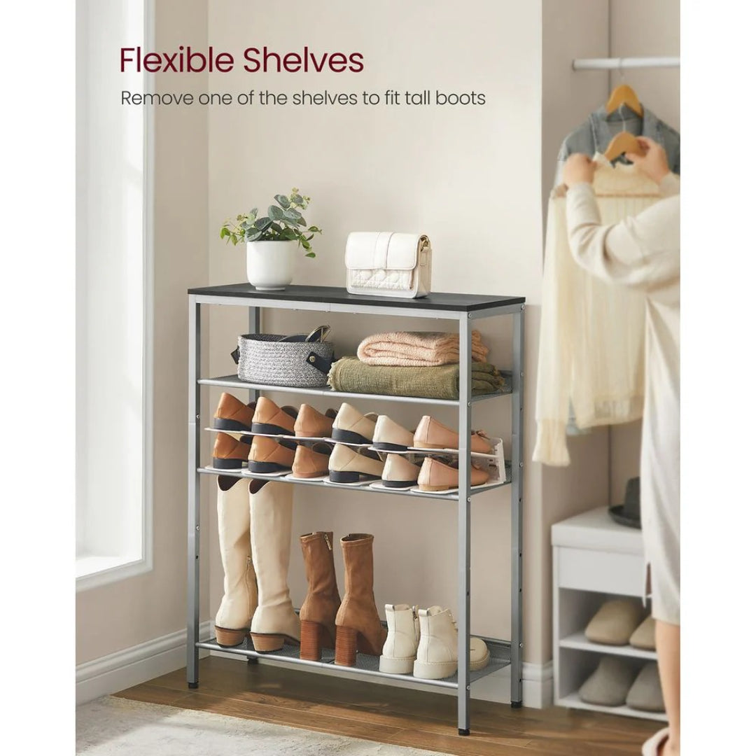 5 Tier Shoe Rack With Storage Shelves & Top Shelf Organizer