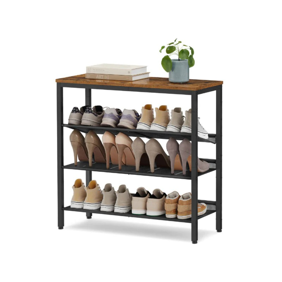 4 Tier Shoe Rack With Storage Top Shelf Entryway Organizer