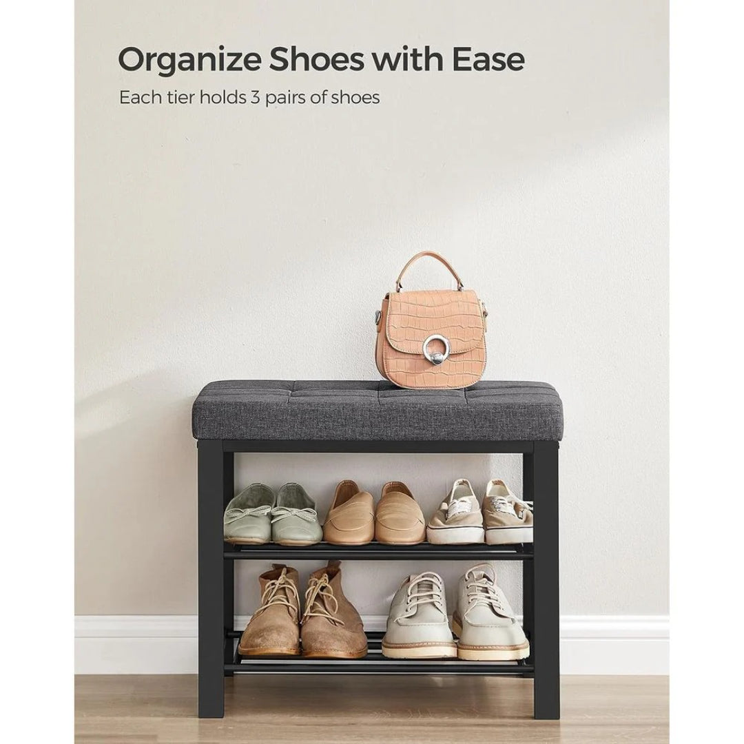 Shoe Bench With Cushion, 23.6/31.9 Inch Storage Bench