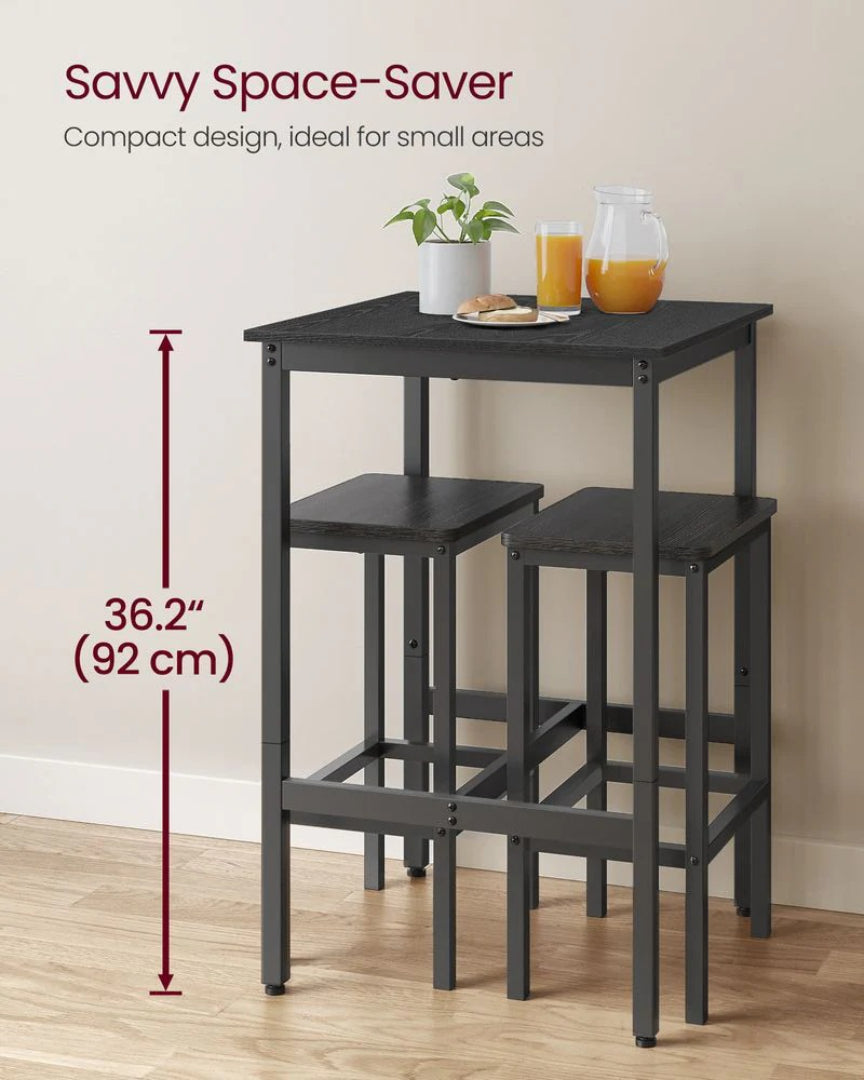 High Top Bar Table, Industrial Square Pub Table with Steel Frame