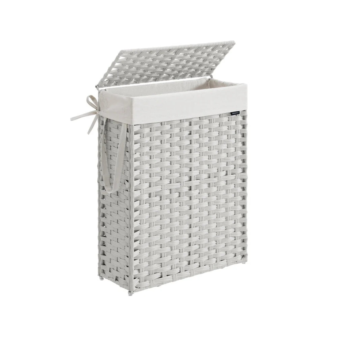 Slim Laundry Hamper With Lid 14.5 Gallon Rattan Basket