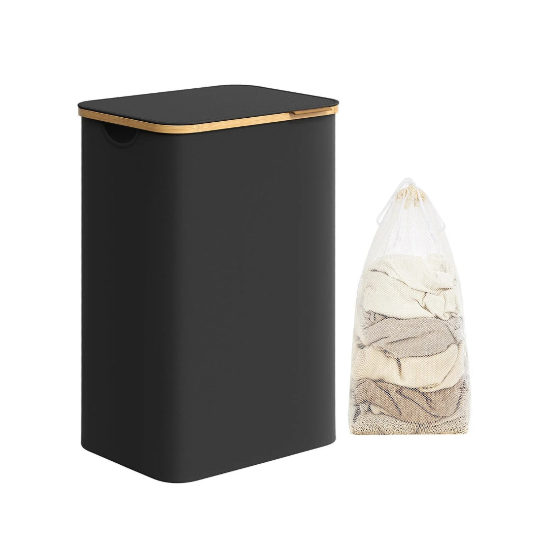 Slim Laundry Hamper With Lid 34.3 Gallon 2 Section Sorter