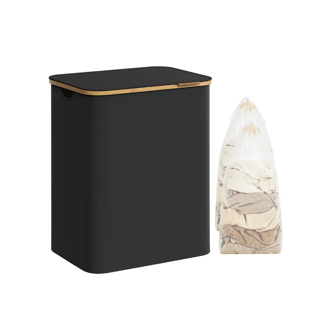 Slim Laundry Hamper With Lid 34.3 Gallon 2 Section Sorter