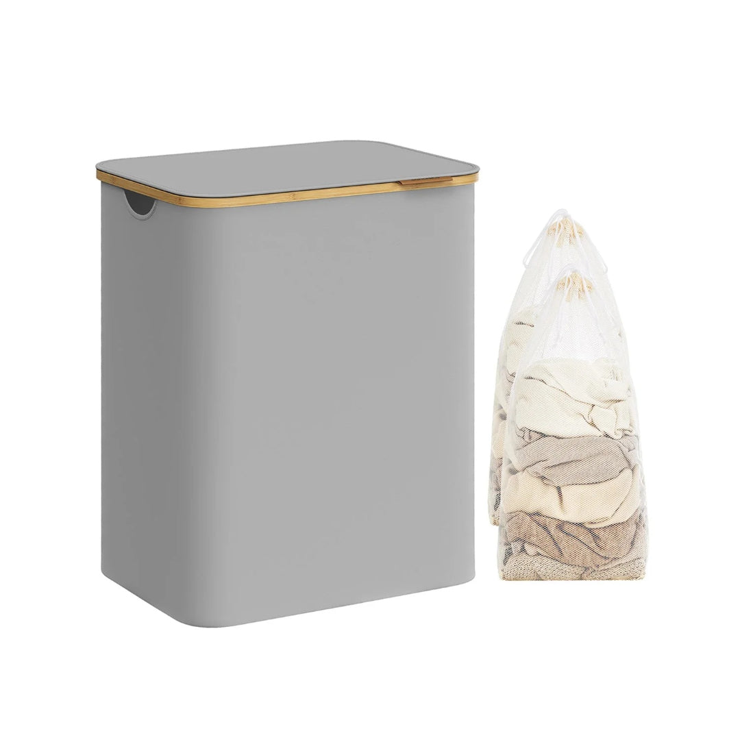 Slim Laundry Hamper With Lid 34.3 Gallon 2 Section Sorter