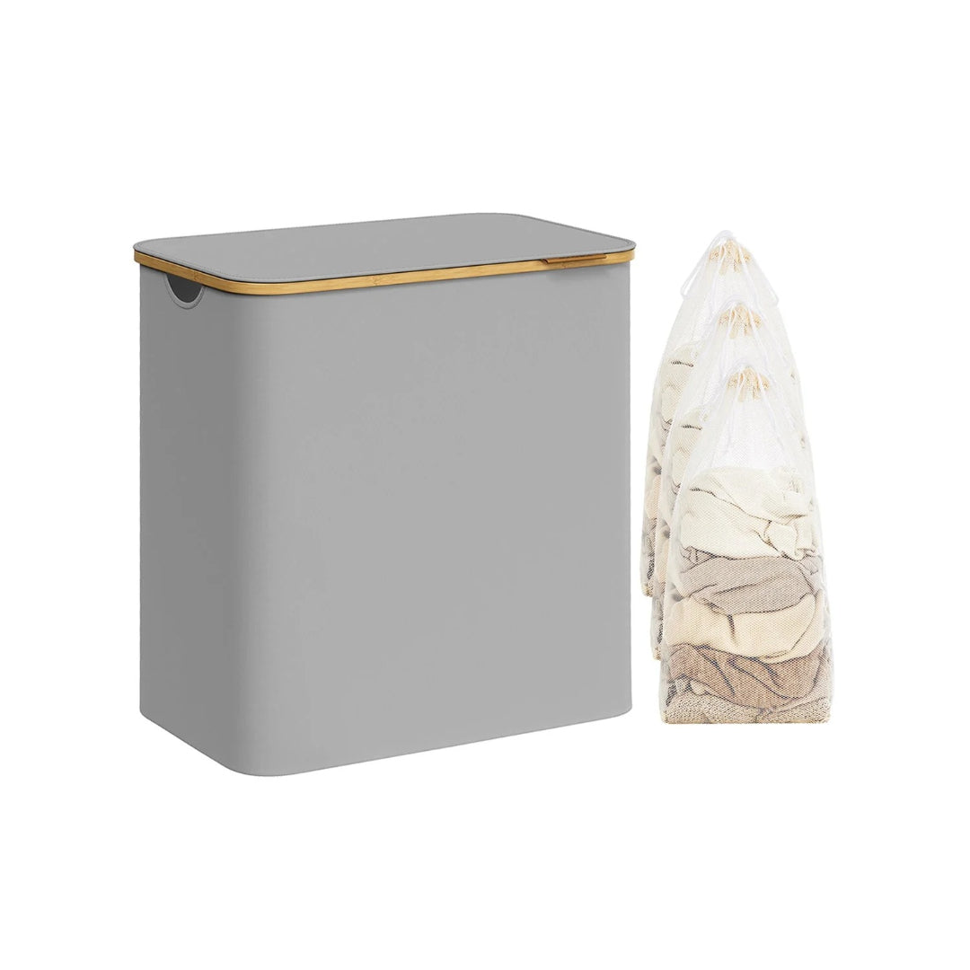 Slim Laundry Hamper With Lid 34.3 Gallon 2 Section Sorter