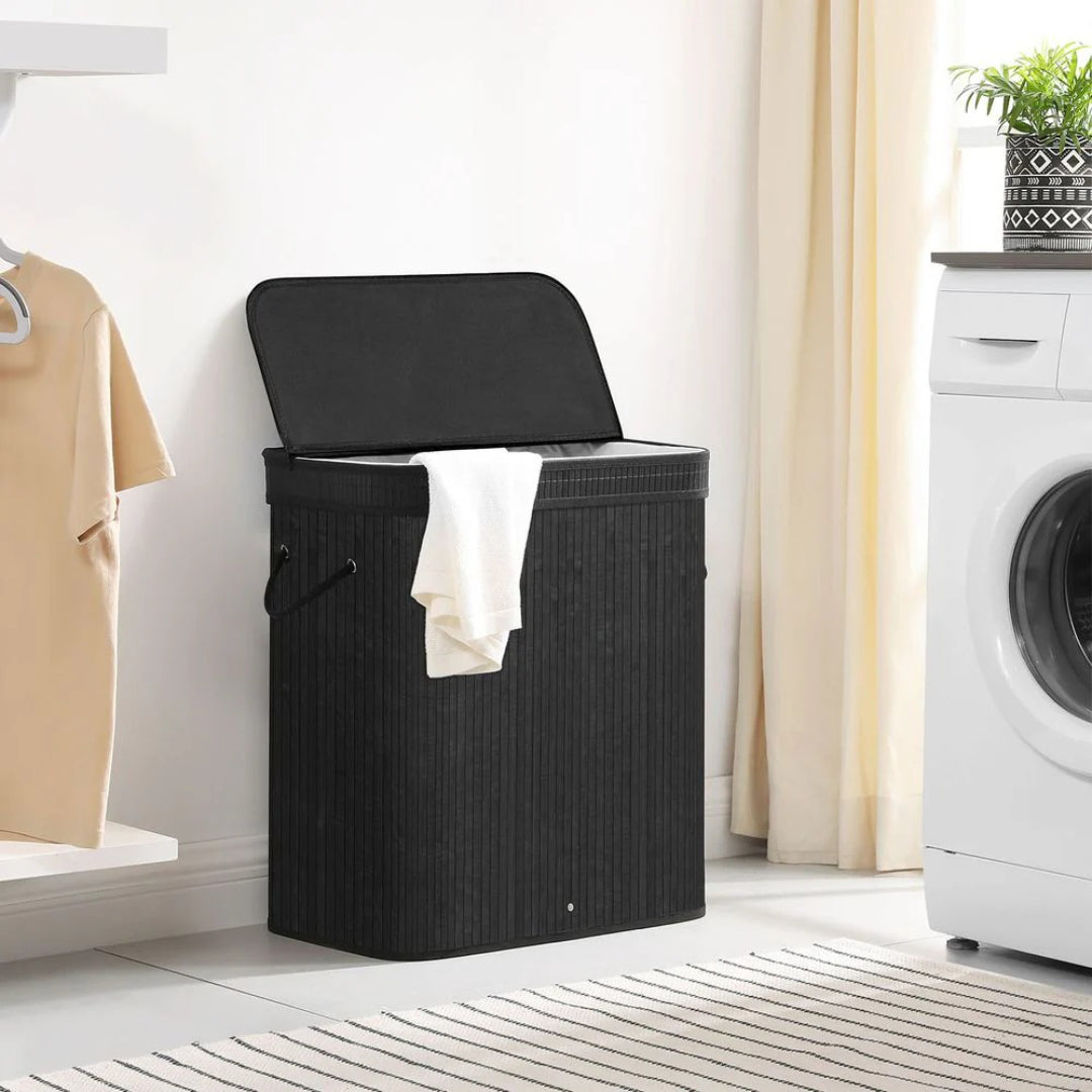Laundry Hamper With Lid 26.4 Gallon Bamboo Basket 24in High