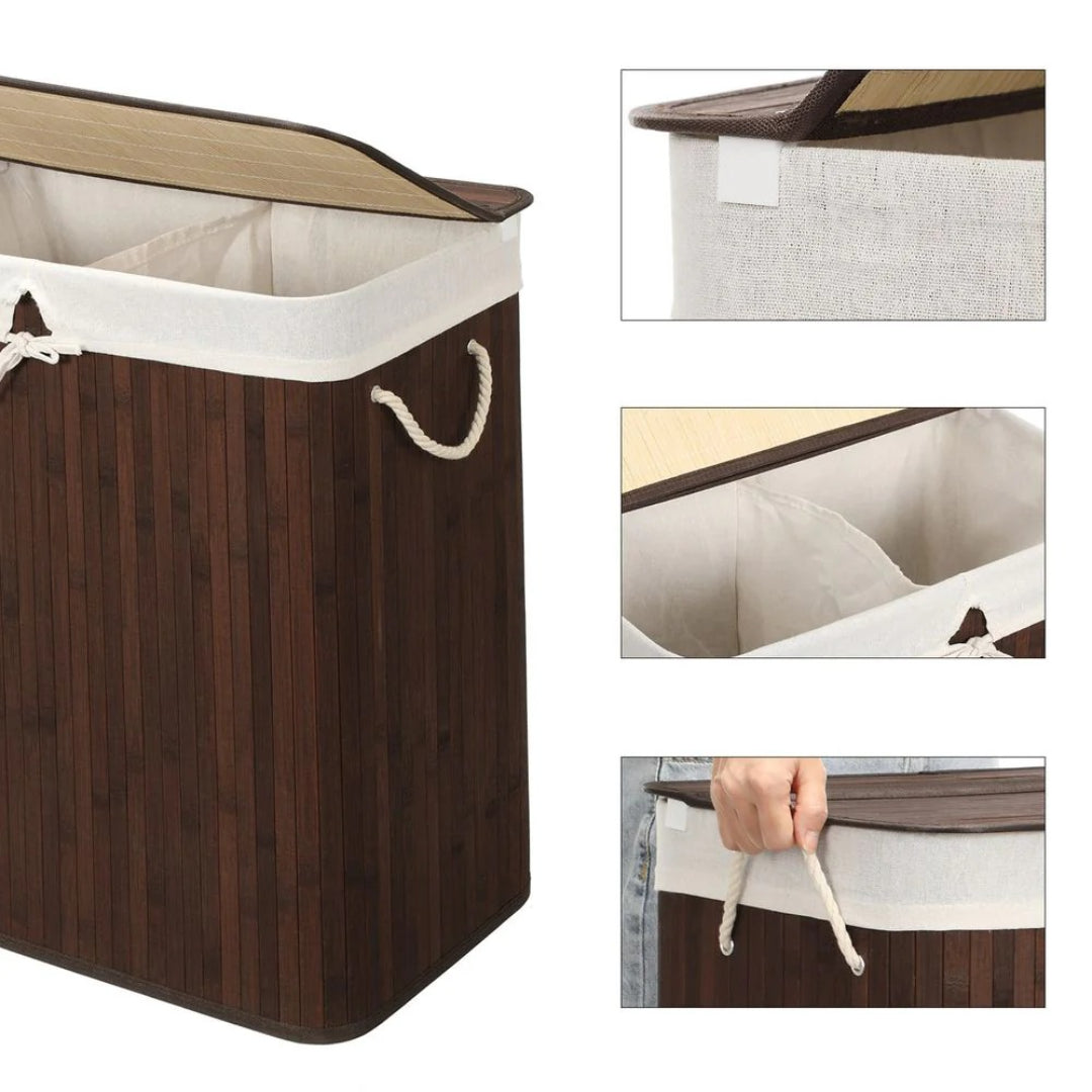 Laundry Hamper With Lid 2 Section 21.99 Gallon Sorter