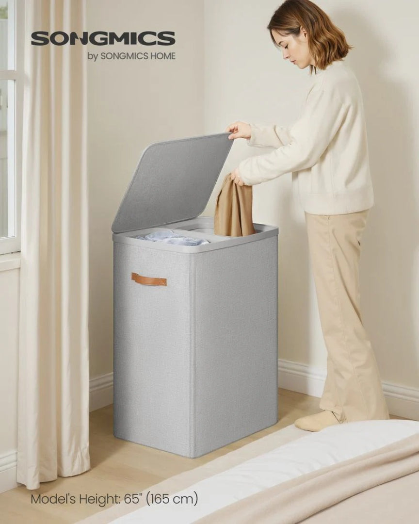 Laundry Hamper With Lid 44.9 Gallon 2 Compartment Sorter