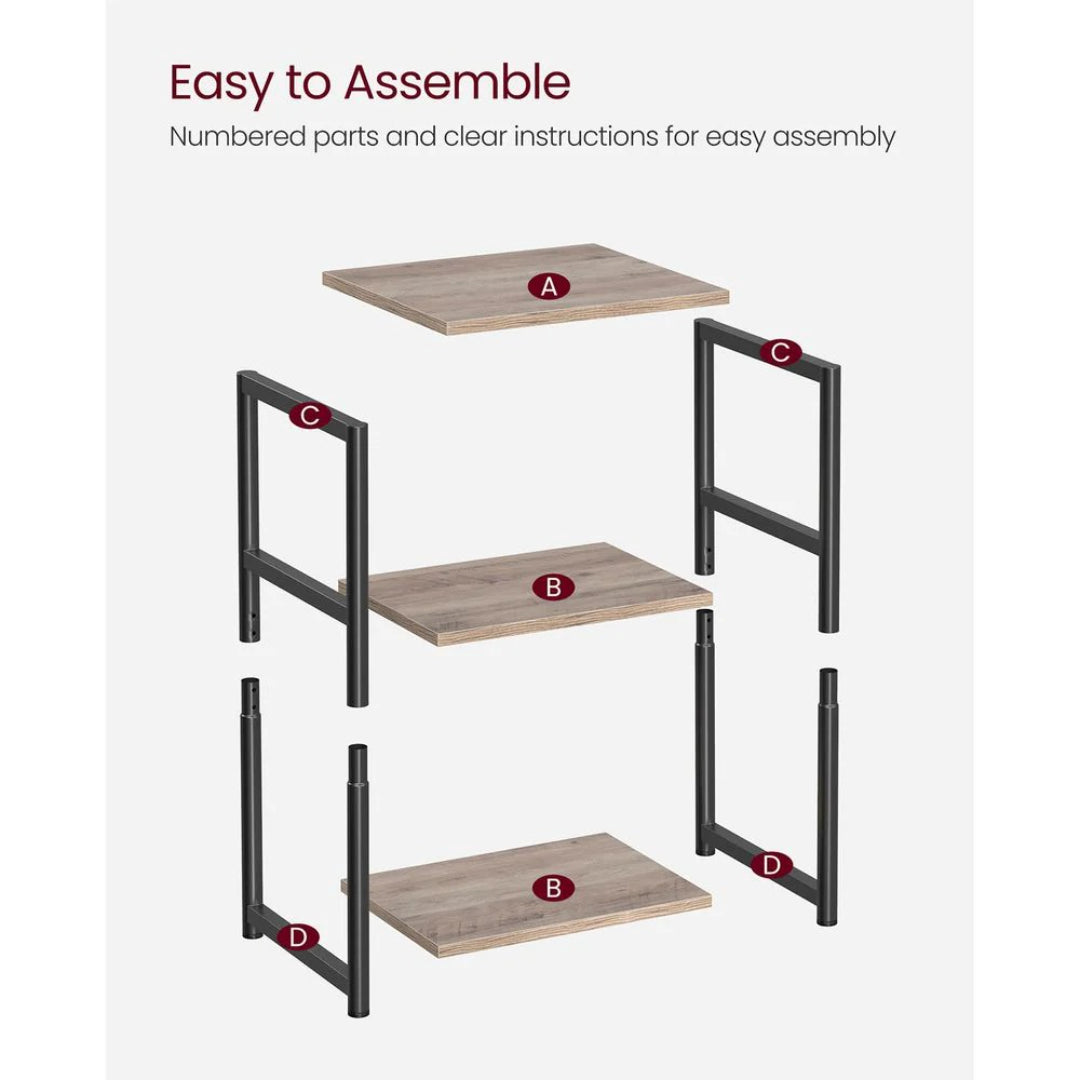 Small 3-Tier End Table with Open Storage, Industrial Side Table
