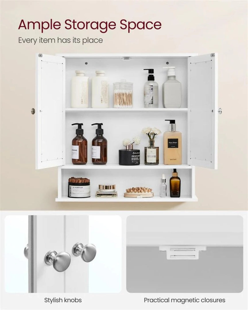 Bathroom Cabinet With Mirror Wall Mounted Storage 22.2in Wide