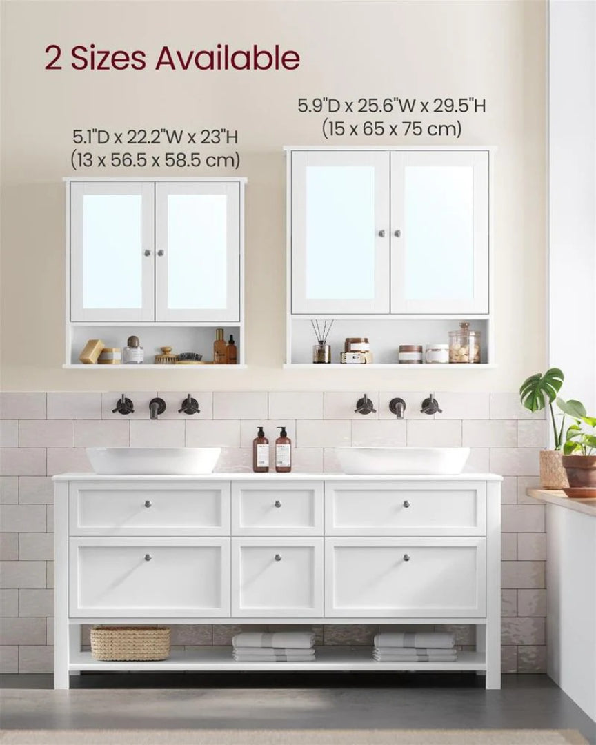 Bathroom Cabinet With Mirror Wall Mounted Storage 22.2in Wide