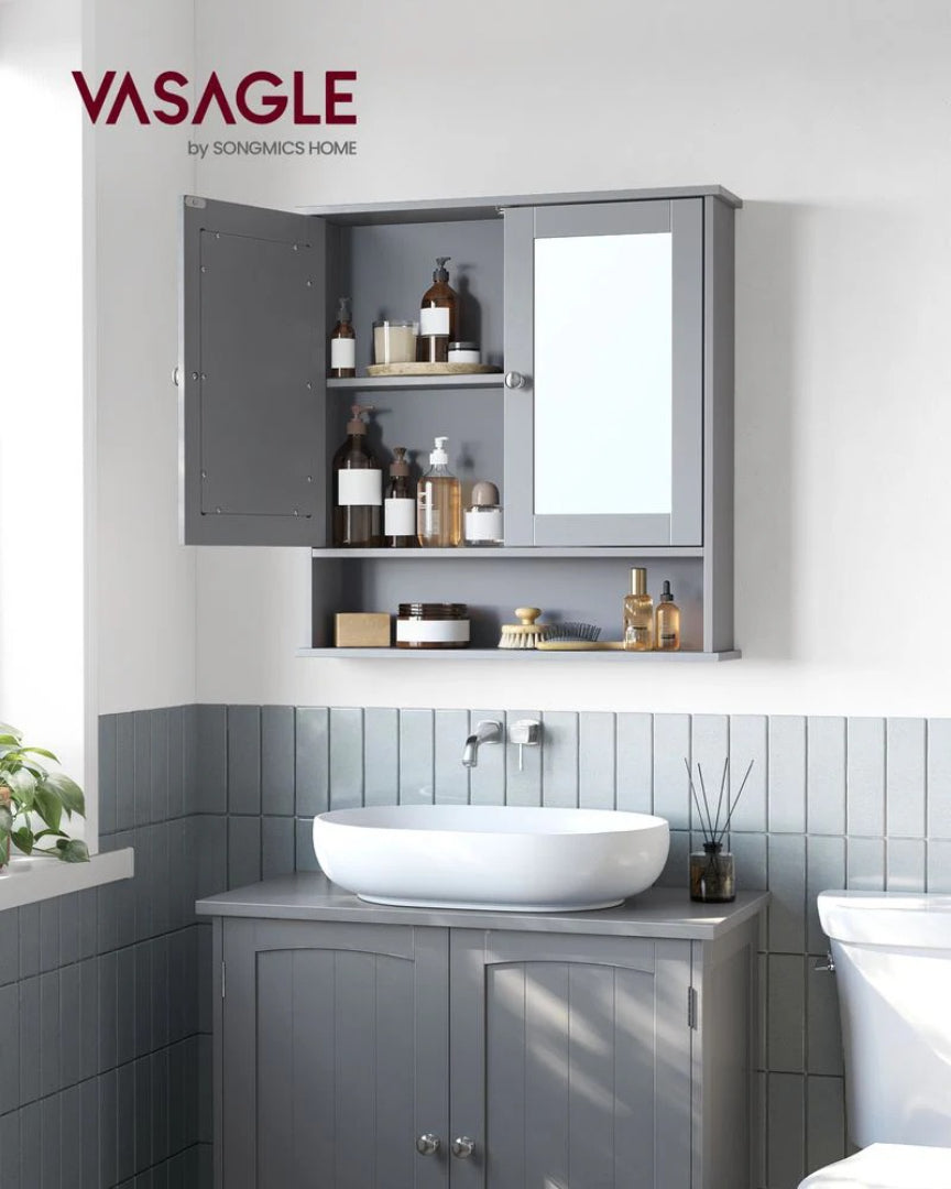 Bathroom Cabinet With Mirror Wall Mounted Storage 22.2in Wide