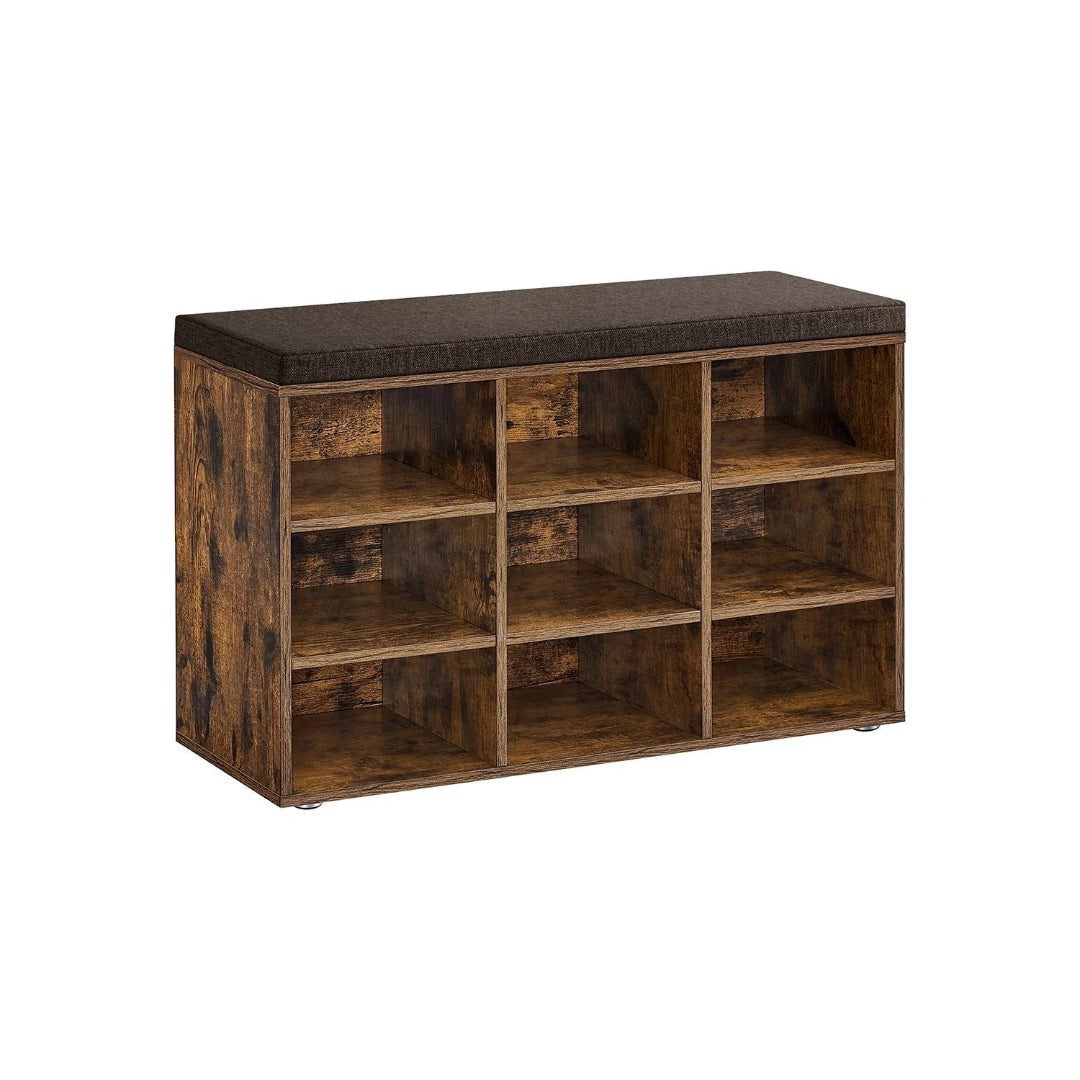 Shoe Storage Bench With Cushion, 9/10/12 Compartments Organizer