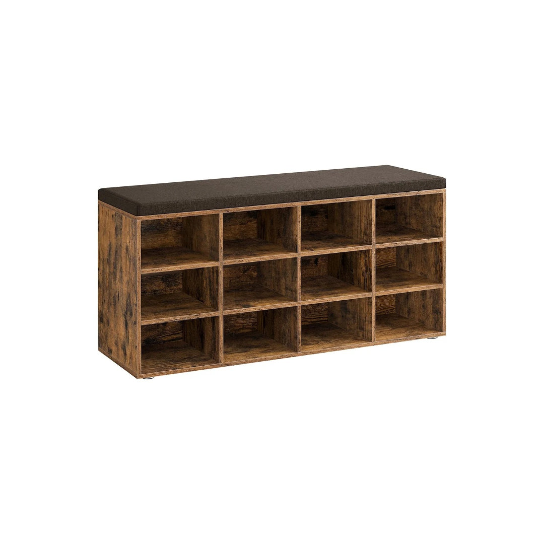 Shoe Storage Bench With Cushion, 9/10/12 Compartments Organizer