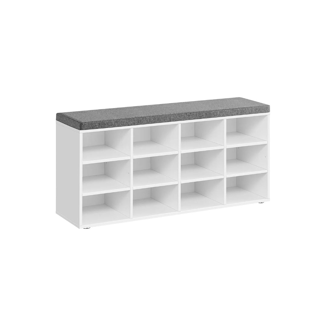 Shoe Storage Bench With Cushion, 9/10/12 Compartments Organizer