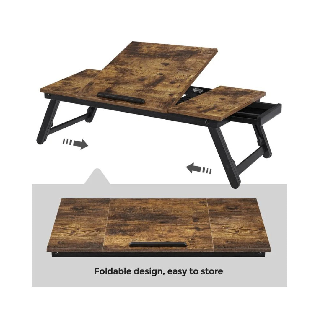 Adjustable Laptop Table With Tilt Top & Foldable Legs Bed Tray