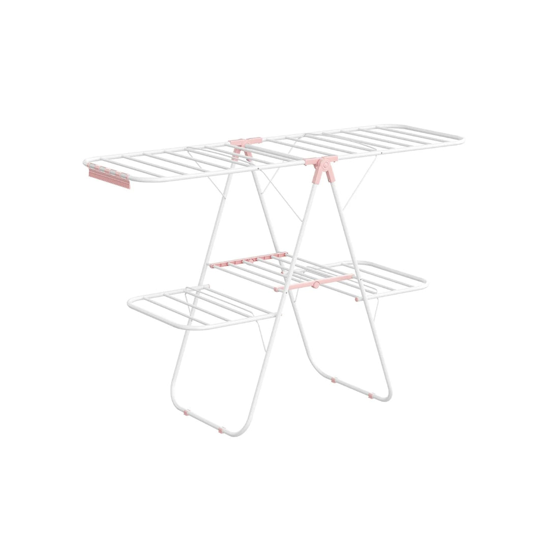 Clothes Drying Rack Foldable 2-Level With Adjustable Wings 67.3in