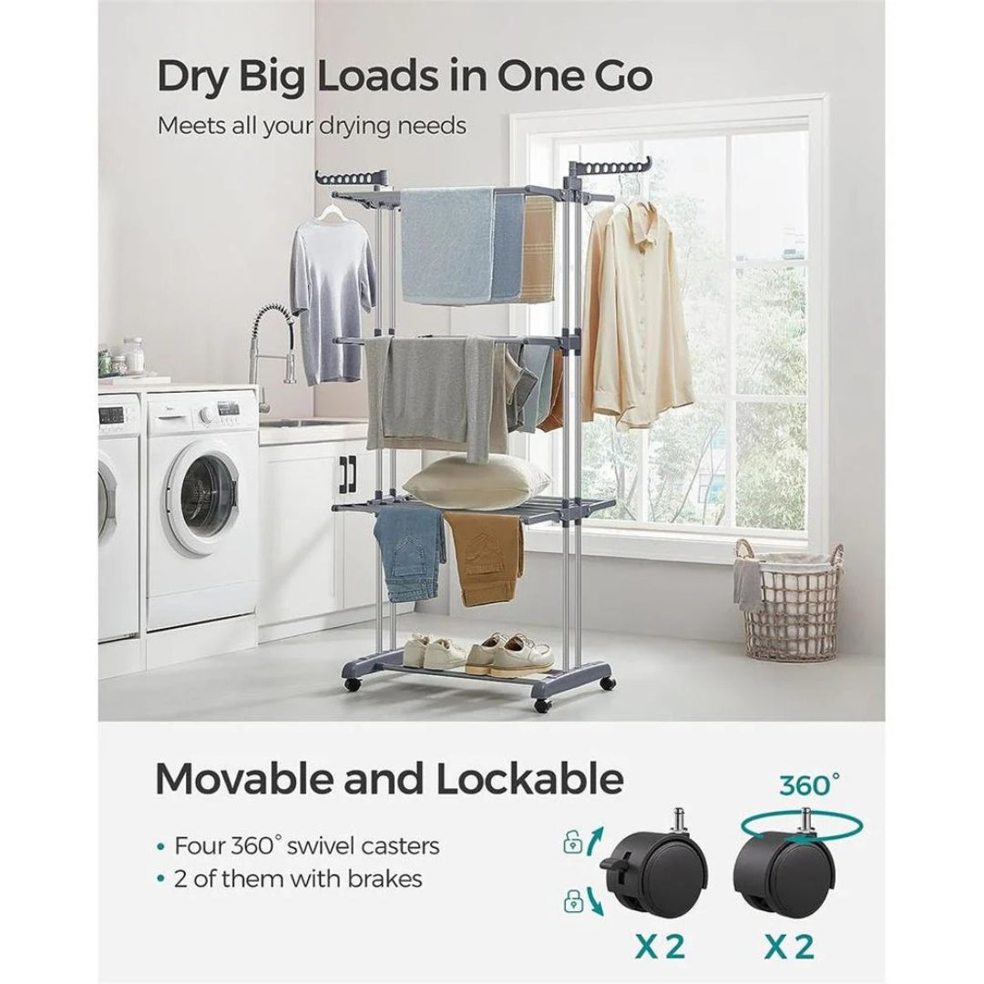 Clothes Drying Rack 4-Tier Foldable Laundry Stand 67.7in High