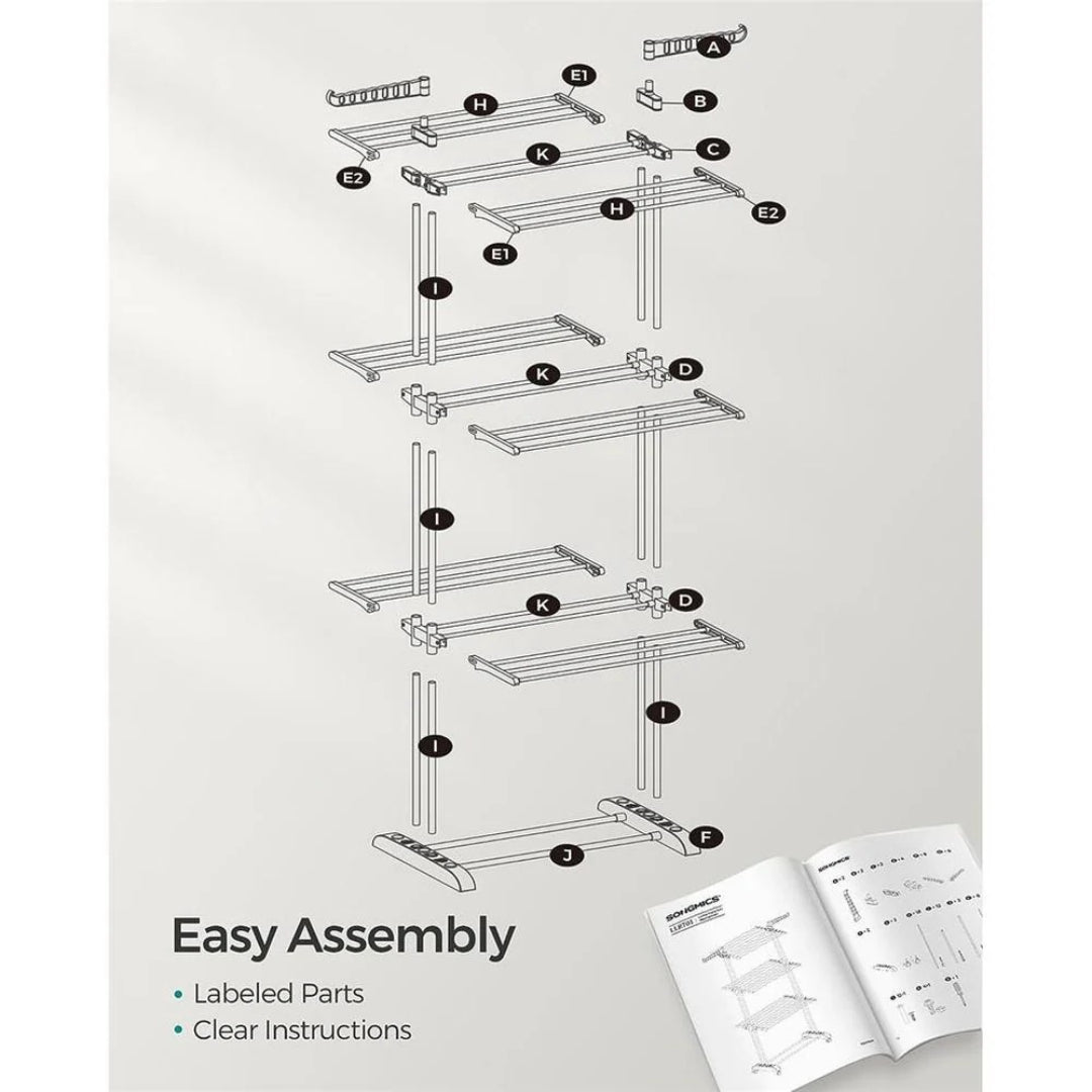 Clothes Drying Rack 4-Tier Foldable Laundry Stand 67.7in High
