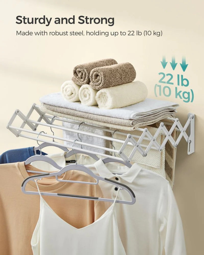 Wall Mounted Clothes Drying Rack Expandable 9 Rod Steel Airer