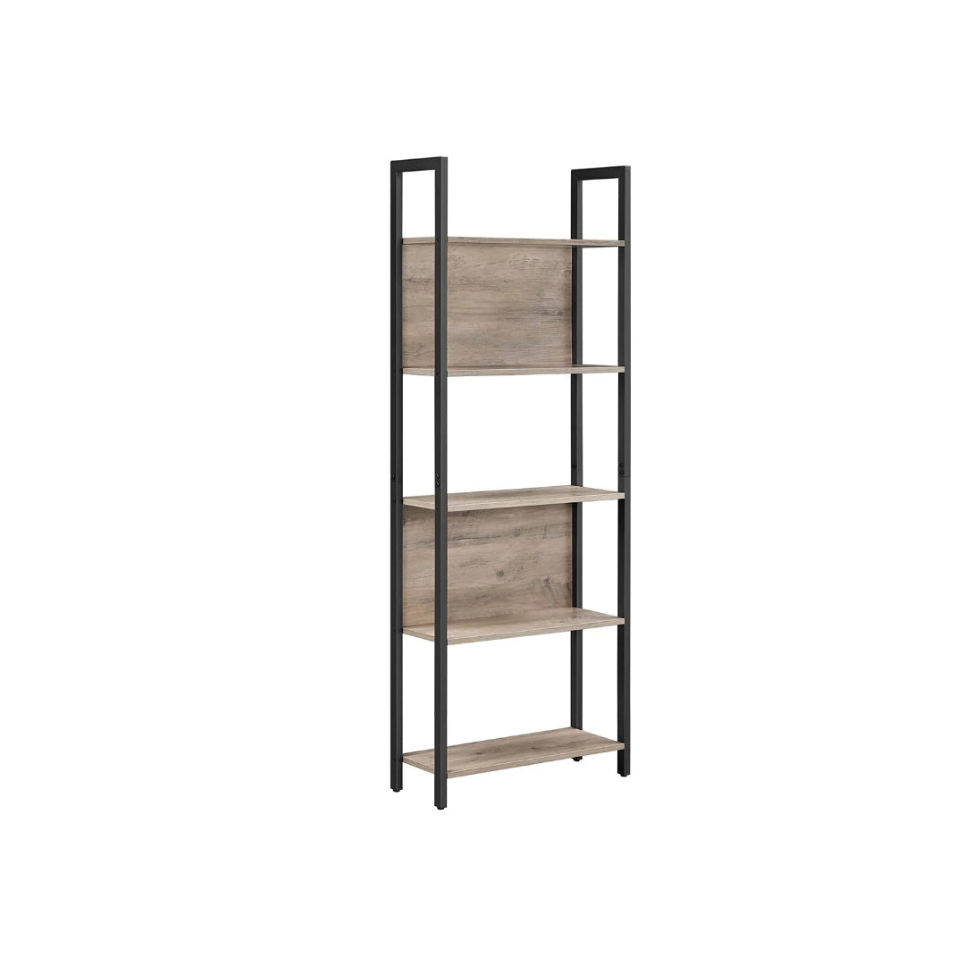 5 Tier Bookshelf With Steel Frame Industrial Bookcase