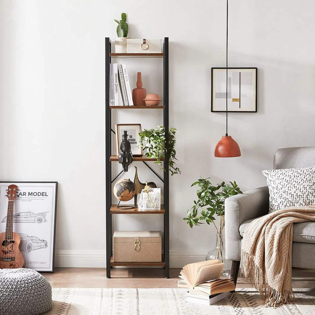 5 Tier Storage Shelving Unit, 60.6 Inch Narrow Bookcase