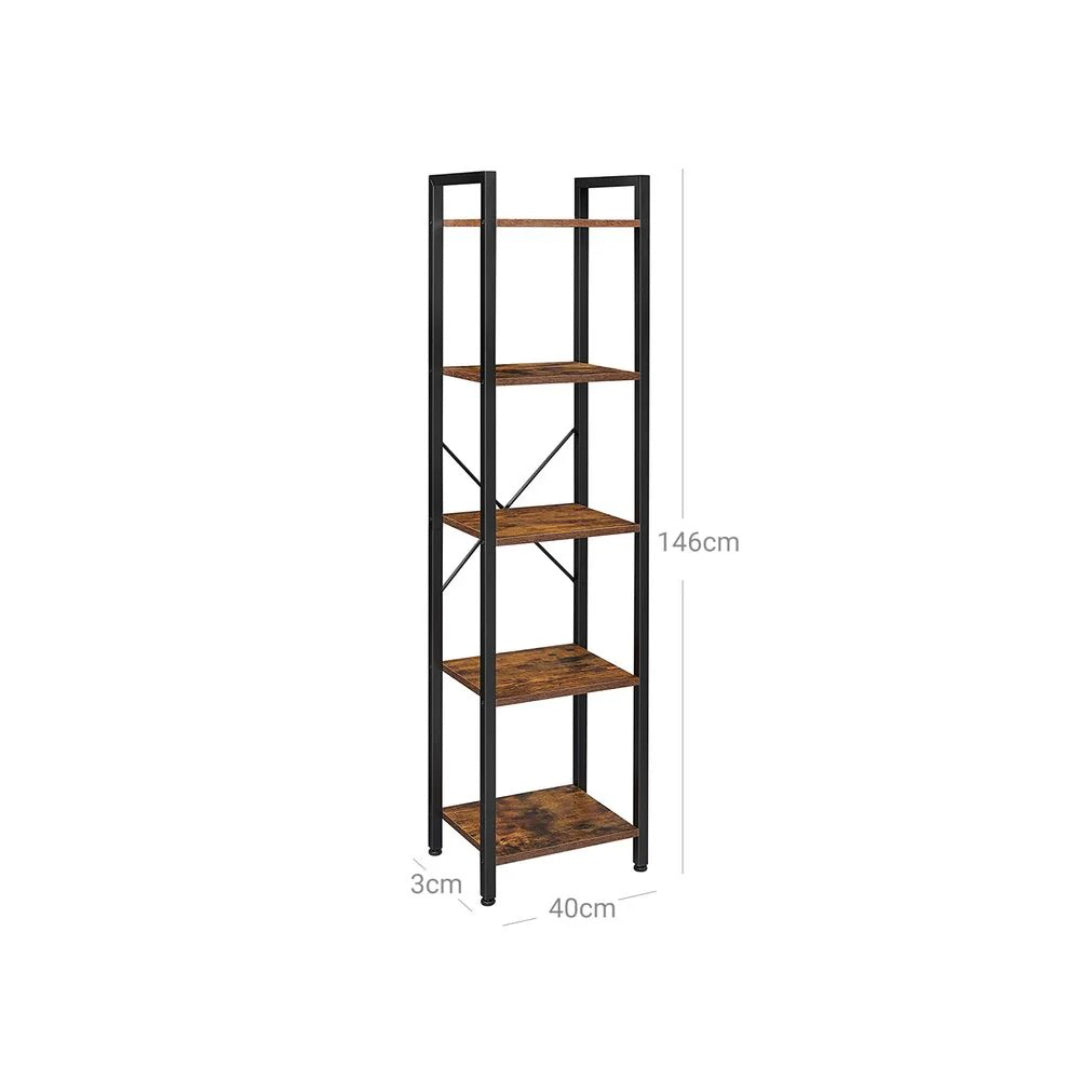 5 Shelf Storage Shelving Unit With Steel Frame Bookcase