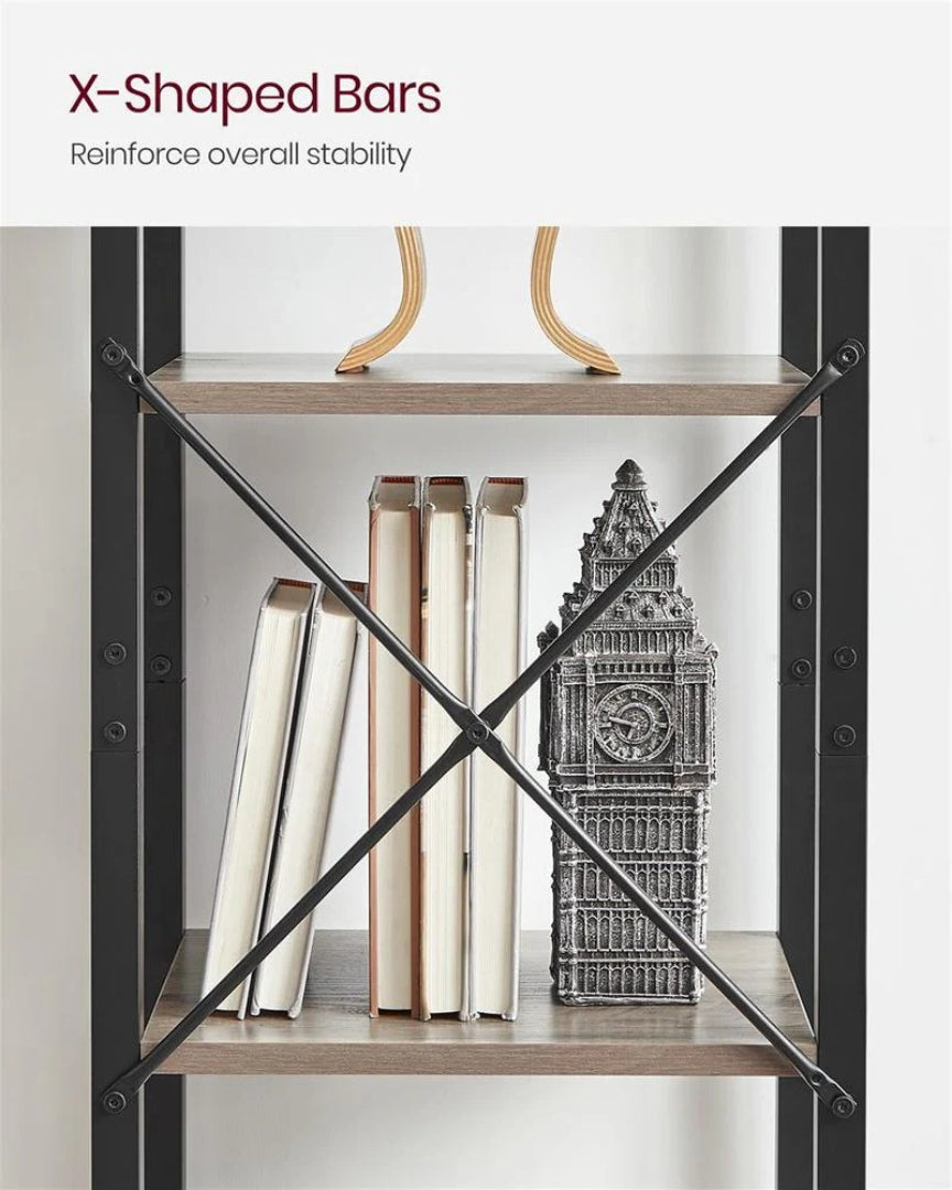 5 Shelf Storage Shelving Unit With Steel Frame Bookcase