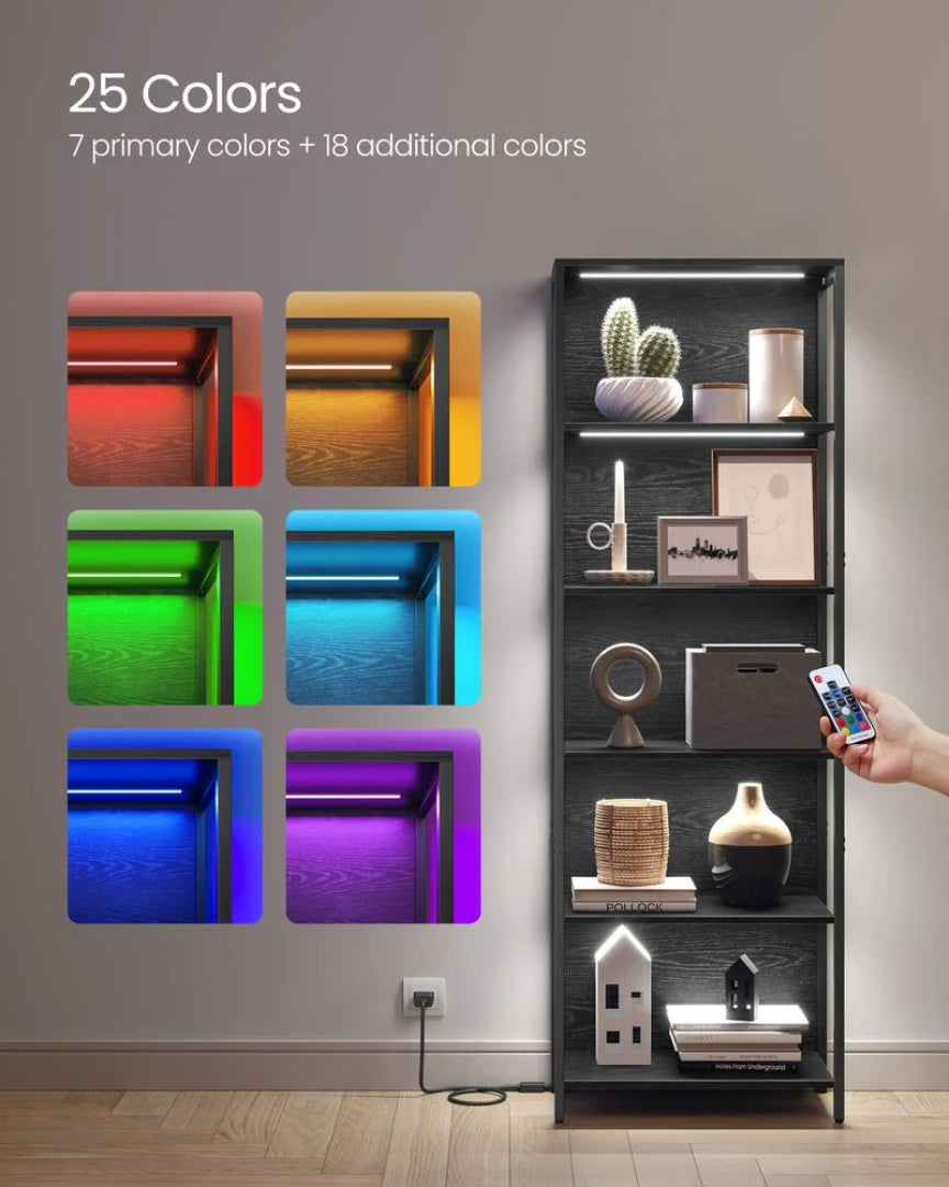 6 Tier LED Bookshelf With Dimmable Lights Display Shelf