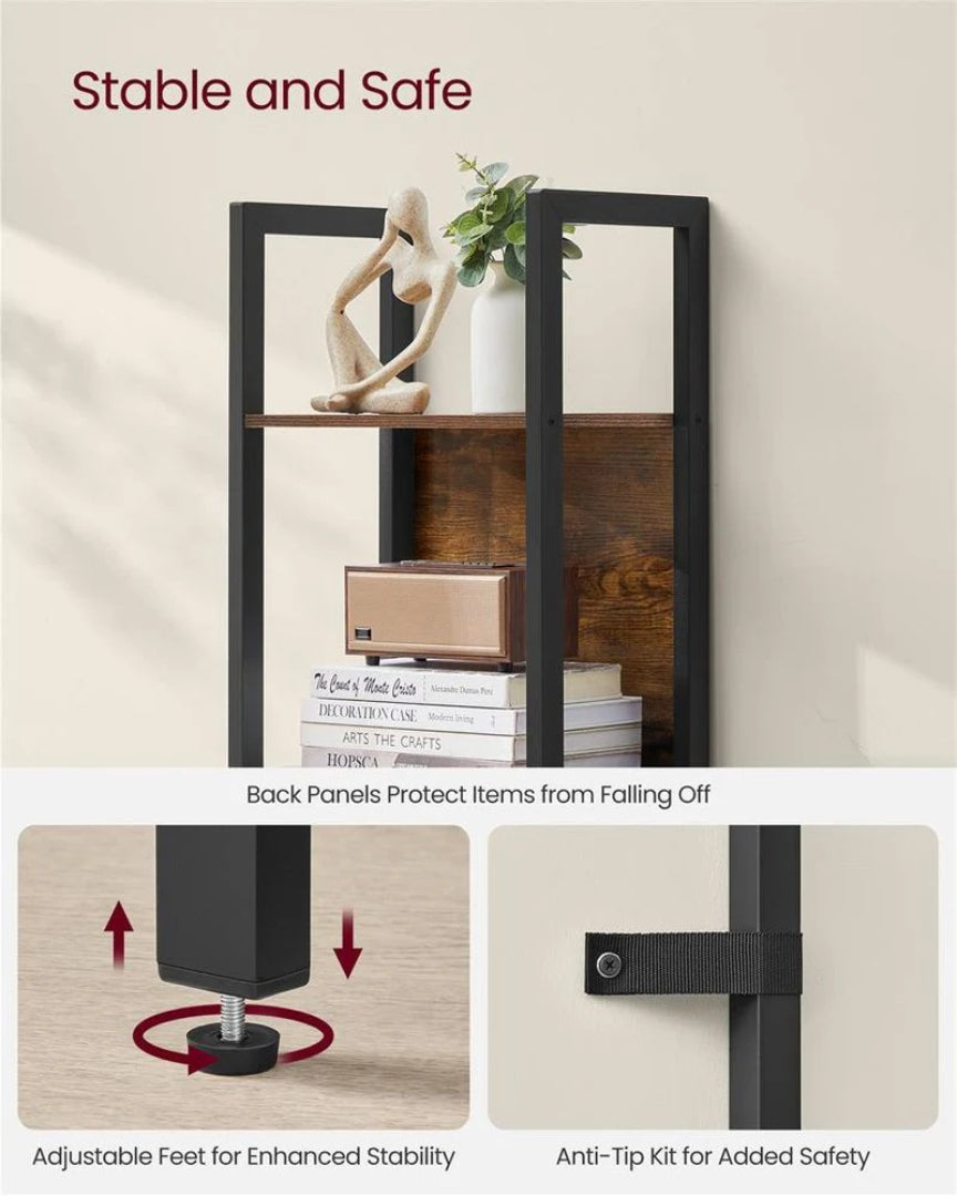 5 Tier Bookshelf With Drawer Steel Frame Storage Shelf