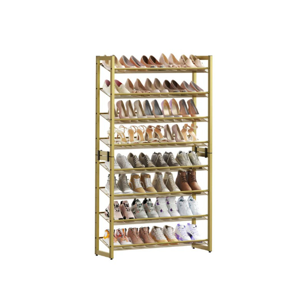 8 Tier Shoe Rack With Metal Shelves, Large Capacity Organizer