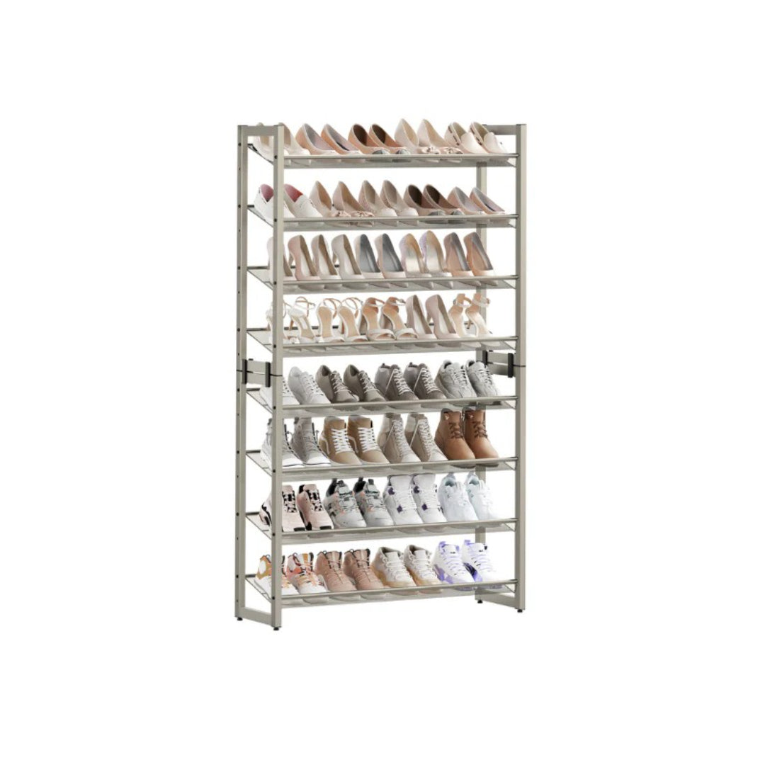 8 Tier Shoe Rack With Metal Shelves, Large Capacity Organizer