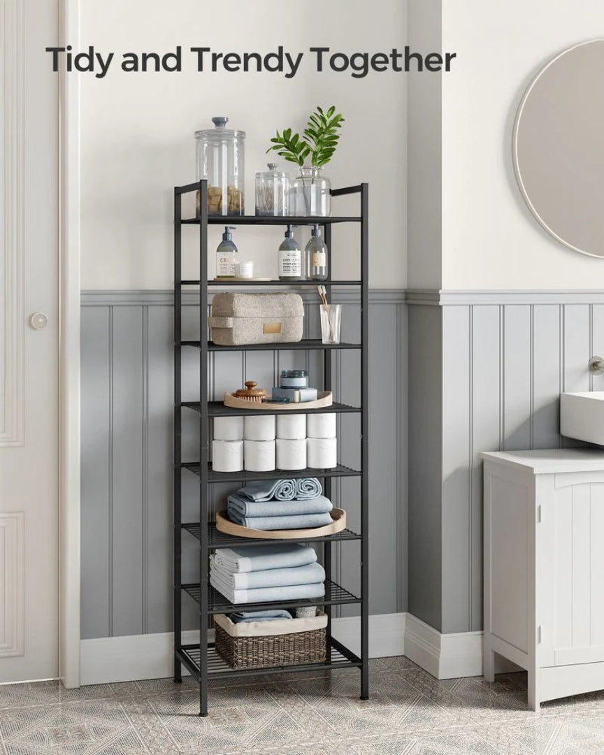 8 Tier Narrow Shoe Rack With Metal Shelves, Space Saving Organizer