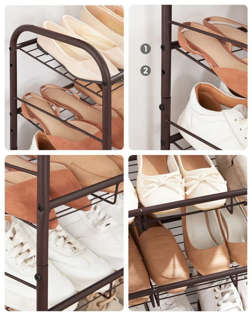 4 Tier Shoe Rack With Metal Shelves, Holds 16 Pairs Organizer