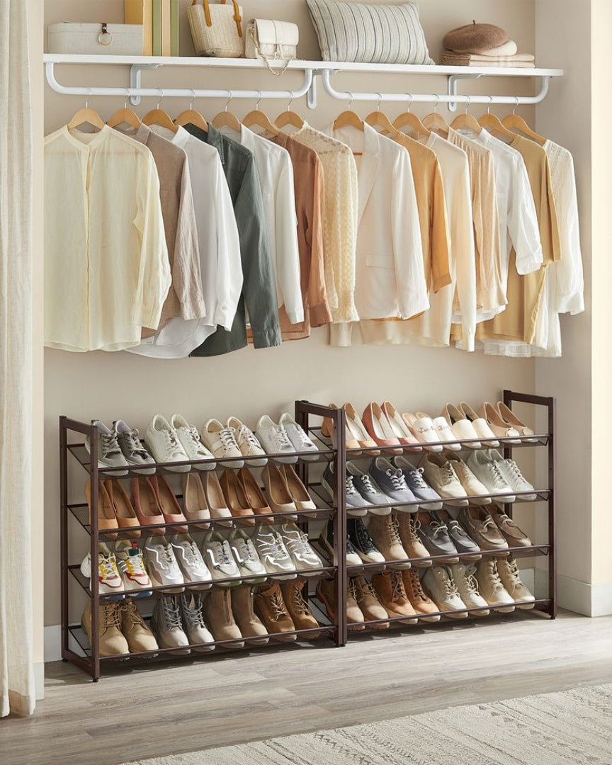 8 Tier Shoe Rack With Metal Shelves, Large Capacity Organizer